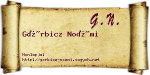 Görbicz Noémi névjegykártya