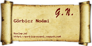 Görbicz Noémi névjegykártya